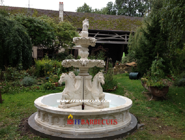 FONTAINE EXTÉRIEUR DE JARDIN EN PIERRE 2 VASQUES-F – FFBarbecues