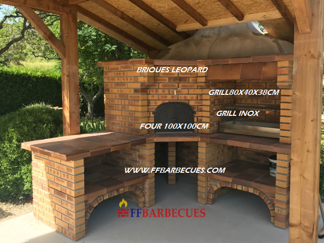 BARBECUE D'ANGLE ET FOUR A PAIN EN BRIQUES RUSTIQUE LÉOPARD L-J 1460-F – Image 5