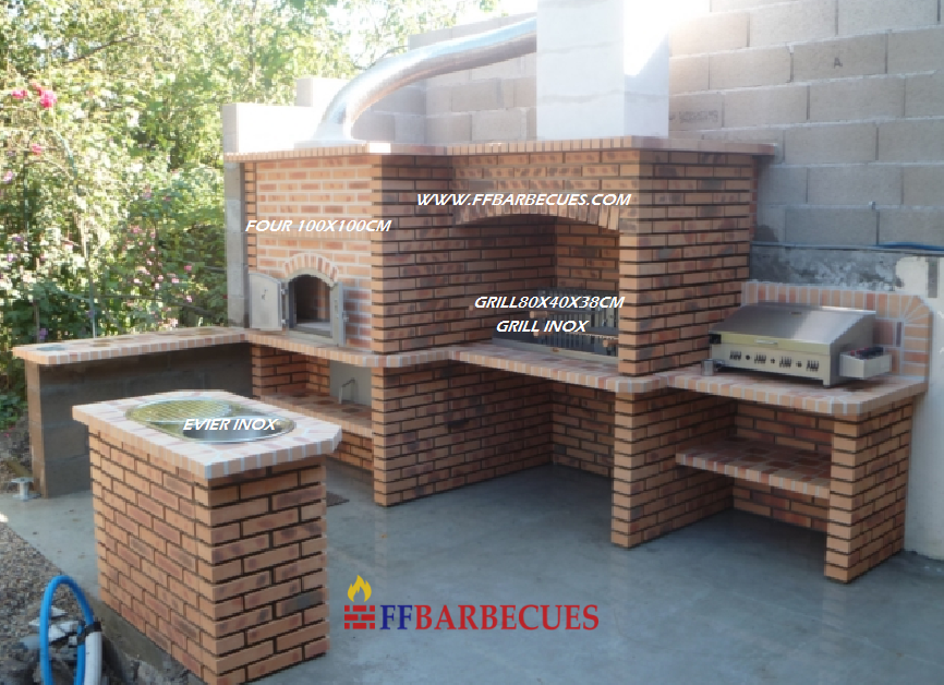 BARBECUE ET FOUR EN BRIQUES RUSTIQUE F F 400-F