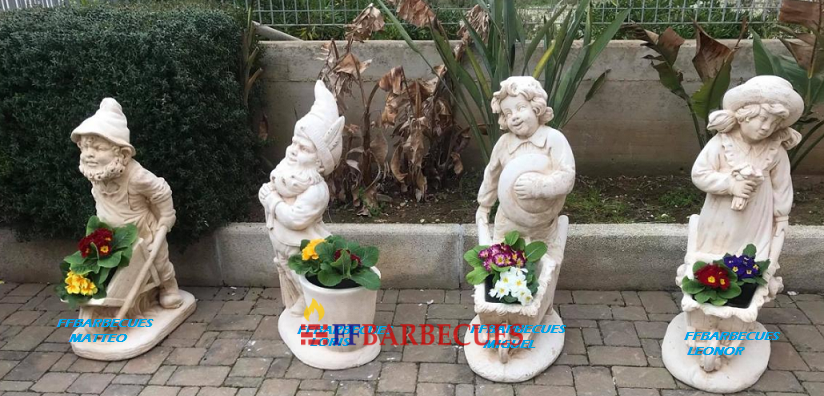 STATUES DE JARDIN EN PIERRE 4 ENFANTS LEONOR MIGUEL LORIS MATTEO-F