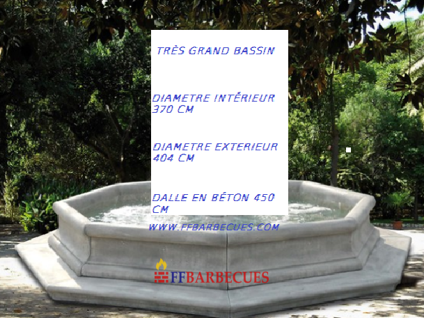 BASSIN DE JARDIN EN PIERRE RECONSTITUÉE TRÈS GRAND BASSIN OCTOGONAL F 370-F